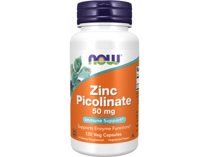NOW FOODS Zinc Picolinate, Zinek Pikolinát, 50 mg, 120 rostlinných kapslí kopie