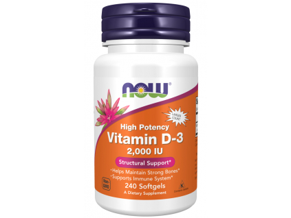 NOW FOODS Vitamin D3, 2000 IU, 240 softgel kapslí