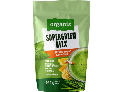 Organis Supergreen Mix Mango a pomeranč, 30 dávek, 165 g