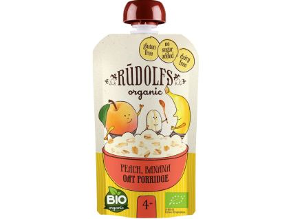 Rudolfs BIO kapsička Broskev, banán a celozrnná ovesná kaše, 110 g