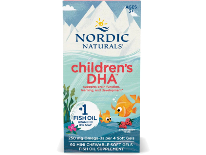 Nordic Naturals Children's DHA, Omega 3 pro děti, 250 mg, Jahoda, 90 mini softgel kapslí 1