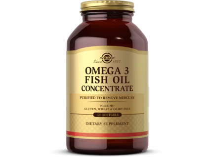 Solgar Omega 3, Fish oil Concentrate, 1000 mg, 120 softgel kapslí