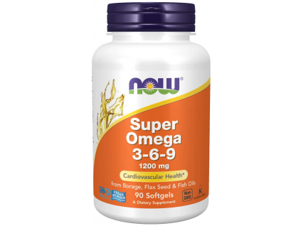 NOW FOODS Super Omega 3 6 9, 1200 mg, 90 softgel kapslí