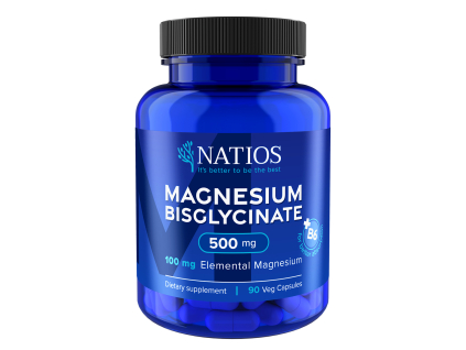 NATIOS Magnesium Bisglycinate 500 mg + B6, 90 veg. kapslí, (elem. hořčík 100 mg)