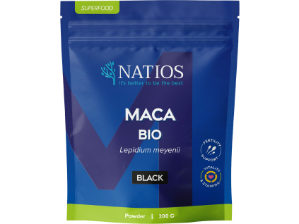 NATIOS Maca black (černá) BIO prášek, 200 g