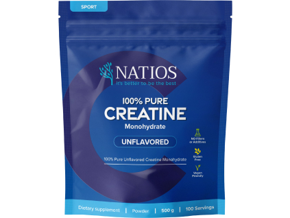 NATIOS Creatine Monohydrate, Kreatin Monohydrát, Neochucený, 500 g 1