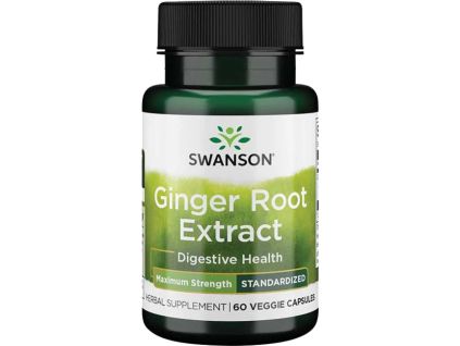Swanson Ginger Root Extract, Maximum Strength, 200 mg, 60 rostlinných kapslí