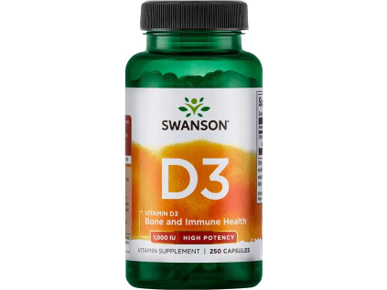 Swanson Vitamín D3 1000 IU, 250 kapslí