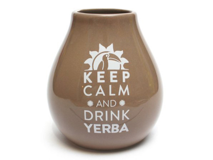 Keramická kalabasa, Světle hnědá Keep Calm, 350 ml