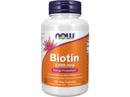 NOW FOODS Biotin, 5000 ug, 120 rostlinných kapslí kopie