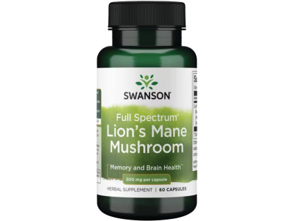 Swanson Lion's Mane Mushroom (Korálovec ježatý), 500 mg, 60 kapslí SW1096 kopie