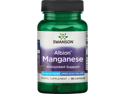 Swanson Manganese Chelated, Mangan, 10 mg, 180 kapslí kopie