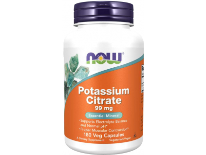 Now Foods Potassium Citrate (Draslík), 99 mg, 180 rostlinných kapslí