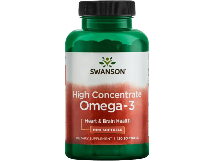 Swanson High Concentrate Omega 3, 120 Mini softgel kapslí