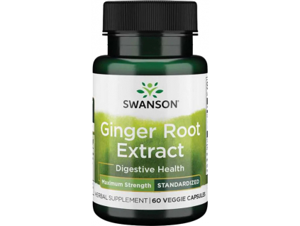 Swanson Ginger Root Extract, Maximum Strength, 200 mg, 60 rostlinných kapslí