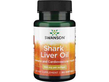 Swanson Shark Liver Oil, 550 mg, 60 softgel kapslí