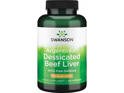 Swanson Argentinská Sušená Hovězí Játra, 100% odtučněná, 500 mg, 120 kapslí