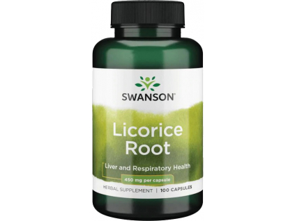 Swanson Licorice Root, Kořen lékořice, 450 mg, 100 kapslí