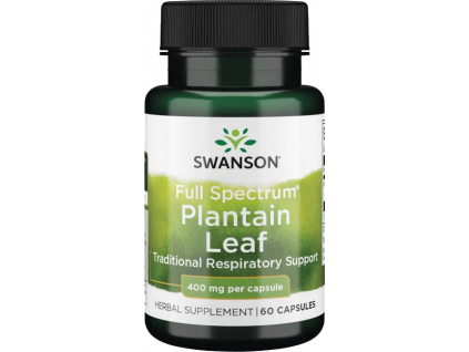 Swanson Plantain Leaf, List jitrocele, 400 mg, 60 kapslí