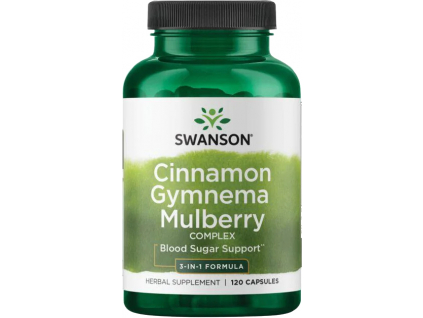 Swanson Cinnamon Gymnema Mulberry Complex (Skořice, gymnema a moruše), 120 kapslí