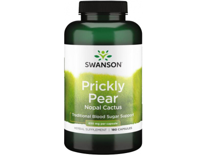 Swanson Prickly Pear Nopal Cactus, Kaktus Opuncie, 650 mg, 180 kapslí