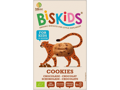 Biskids BIO Dětské celozrnné sušenky s belgickou čokoládou, 36M+, 120 g