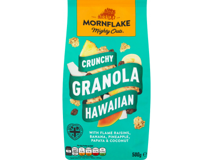 Mornflake Ovesné vločky Crunchy Granola Hawaiian, Ovoce a semínka zapečené s medem, 500 g