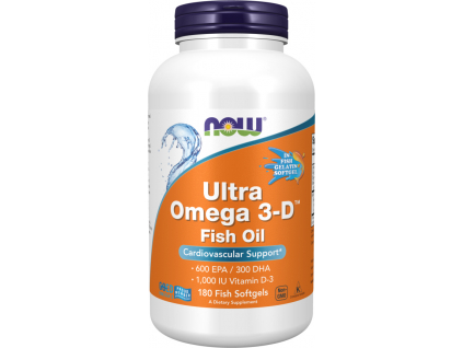 NOW FOODS Ultra Omega 3 D, Rybí olej a Vitamin D3, 180 rybích softgel kapslí kopie