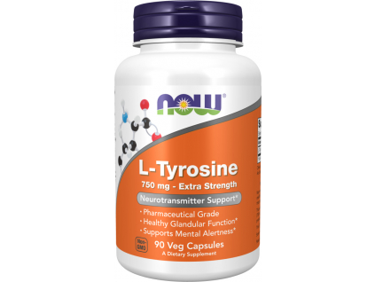 NOW FOODS L Tyrosine Extra Strength, 750 mg, 90 rostlinných kapslí