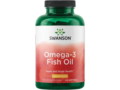 Swanson Omega 3 Fish Oil, Citronová příchuť, 150 softgel kapslí