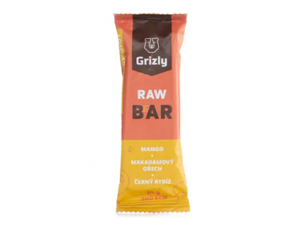 GRIZLY RAW Bar mango, makadam a černý rybíz, 55 g