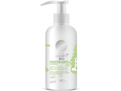 Little Siberica Dětský gel šampon na vlasy a tělo 2v1 bez slz, Organicky certifikováno, 250 ml