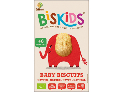 Biskids BIO Dětské celozrnné sušenky Natural, bez přidaného cukru, 6M+, 120 g