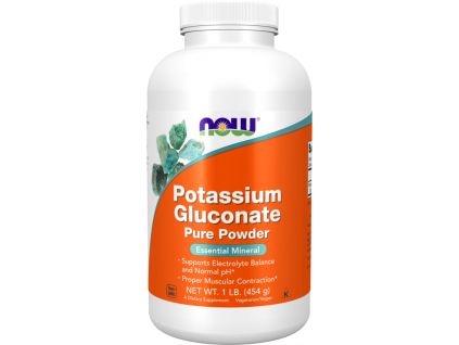 NOW Foods Potassium Gluconate Pure Powder, Draslík, 454 g