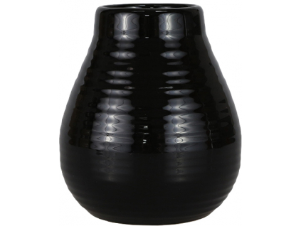 Keramická kalabasa, Černá s vroubky, 350 ml