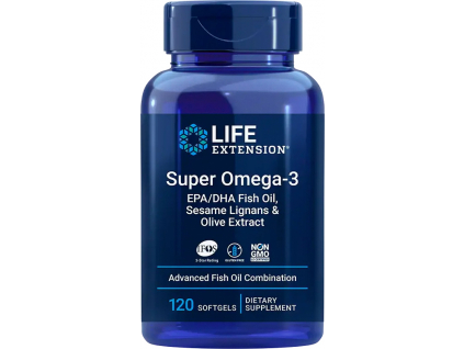 Life Extension Super Omega 3, EPA+DHA Fish Oil, Sesame Lignans & Olive Extract, 120 softgel kapslí 1