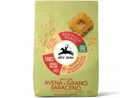 Alce Nero BIO Ovesné a pohankové sušenky s extra panenským olivovým olejem, 250 g