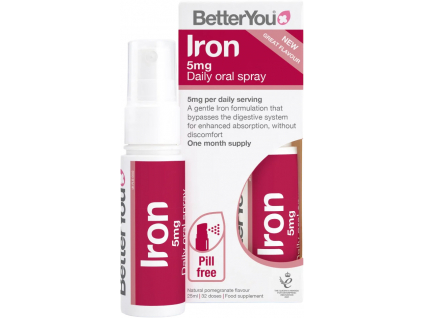 BetterYou Iron 5 Daily Oral Spray, Železo, Orální sprej, 25 ml (192 střiků) 1