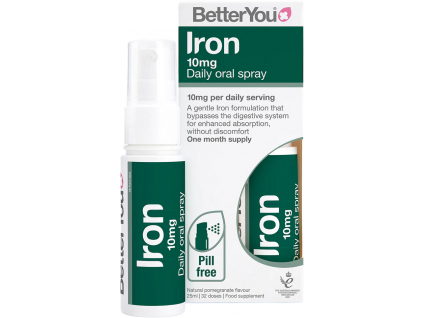 BetterYou Iron 10 Daily Oral Spray, Železo, Orální sprej, 25 ml (192 střiků) 1