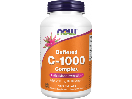NOW FOODS Vitamin C 1000 Complex, Pufrovaný s bioflavonoidy, 180 tablet