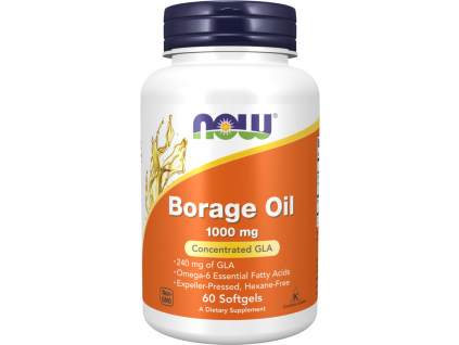 NOW FOODS Borage Oil, Brutnákový olej, 1000 mg, 60 softgel kapslí