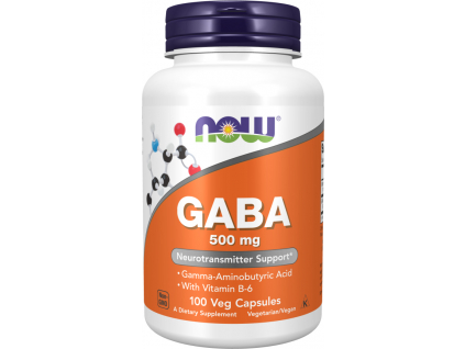 NOW FOODS GABA + Vitamin B6, 500 mg, 100 rostlinných kapslí