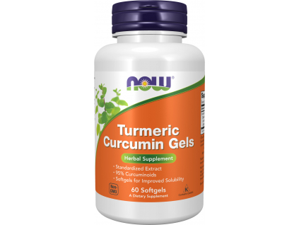 NOW FOODS Turmeric Curcumin, Extrakt kořene kurkumy, 475 mg, 60 softgel kapslí