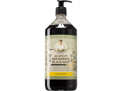 Babička Agafia Household Black Soap, Černé univerzální mýdlo pro domácnost, 1000 ml