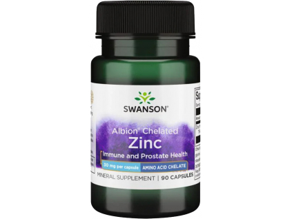 Swanson Zinc Chelated, Zinek bisglycinát, 30 mg, 90 kapslí SWU065 kopie