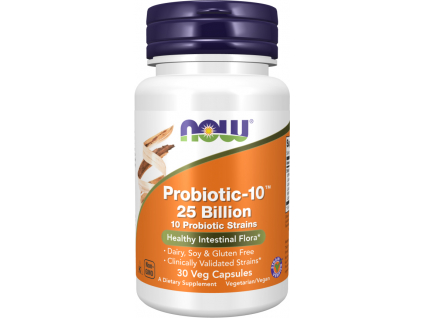 NOW FOODS Probiotic 10, probiotika, 25 miliard CFU, 10 kmenů, 30 rostlinných kapslí