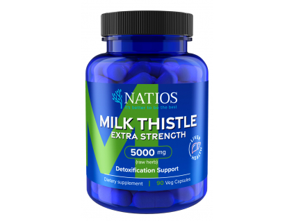 NATIOS Milk Thistle Extract, Ostropestřec, 5000 mg, Extra Strength, 90 veganských kapslí front