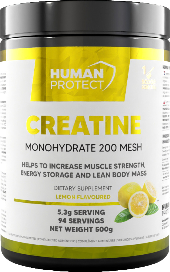 Human Protect Creatine Monohydrate, Citrón, 500 g