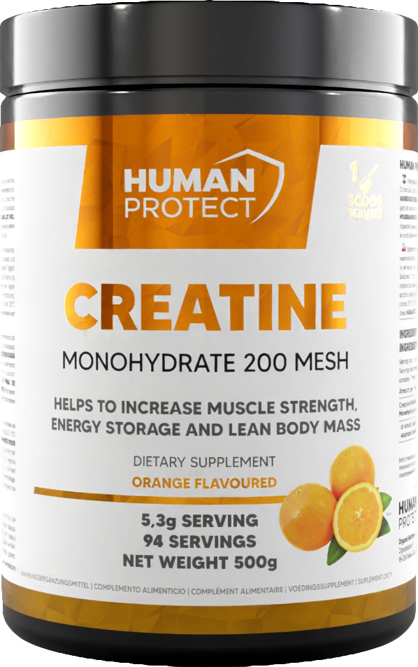 Human Protect Creatine Monohydrate, Pomeranč, 500 g