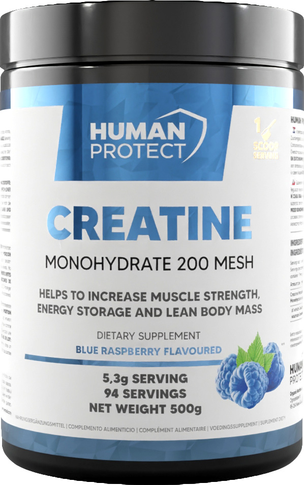 Human Protect Creatine Monohydrate, Modrá malina, 500 g